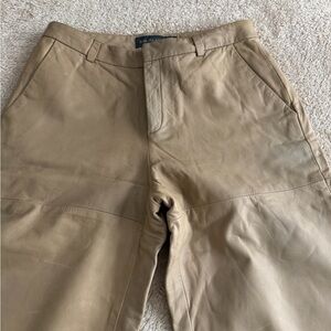Women Tan Leather Pants
